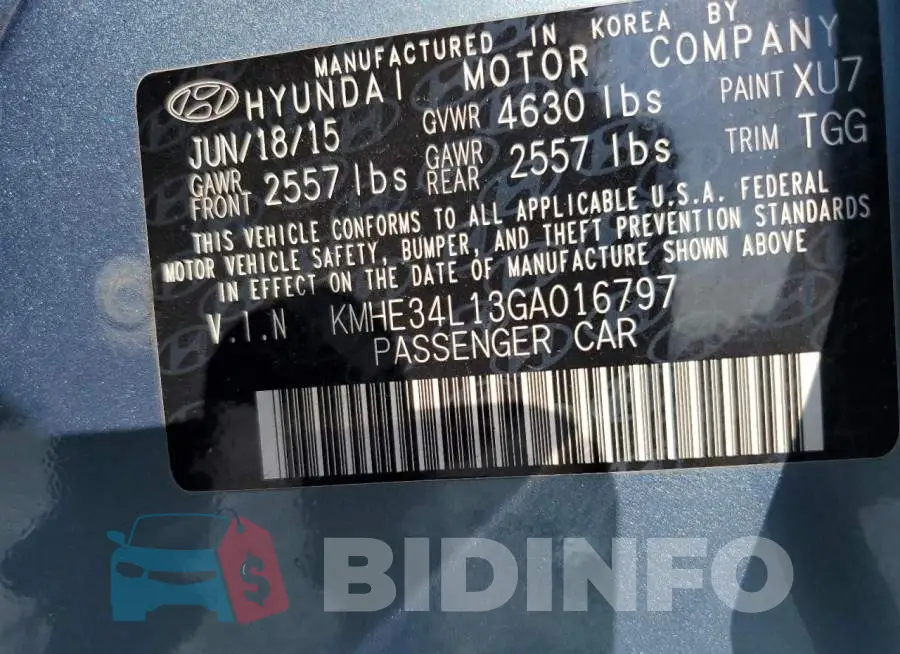 KMHE34L13GA016797 Photo# 12
