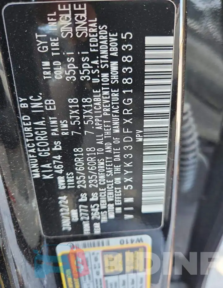 5XYK33DFXRG183835 Photo# 13