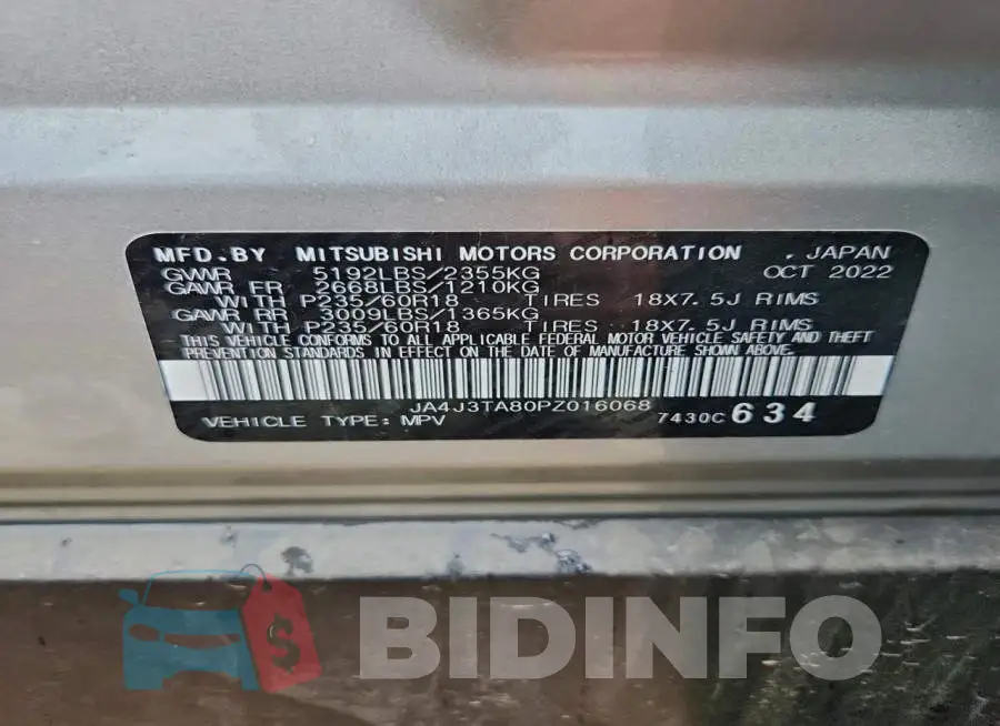 JA4J3TA80PZ016068 Photo# 14