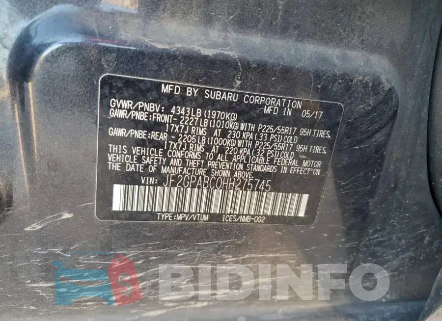 JF2GPABC0HH275745 Photo# 13