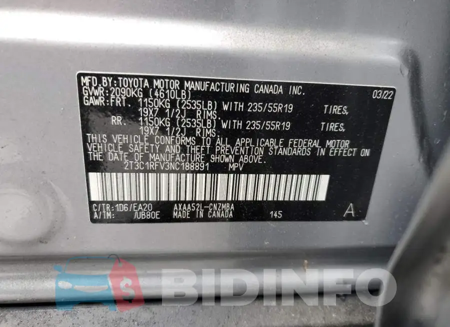 2T3C1RFV3NC188891 Photo# 12