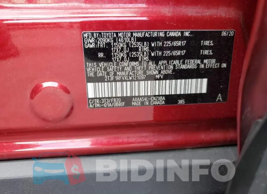 2T3F1RFVXLW121097 Photo# 12