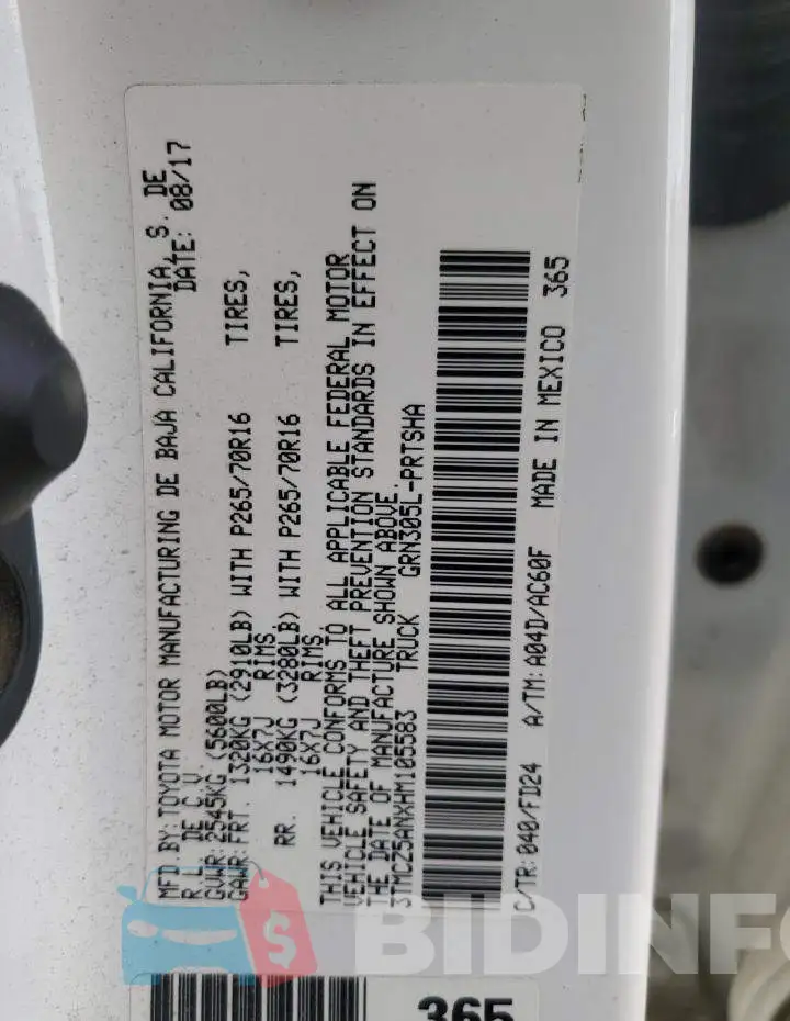 3TMCZ5ANXHM105583 Photo# 12