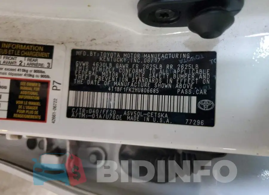 4T1BF1FK2HU806685 Photo# 12