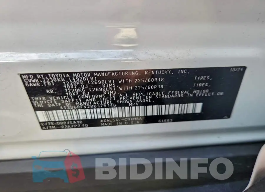 4T3B6RFV2RU175146 Photo# 13