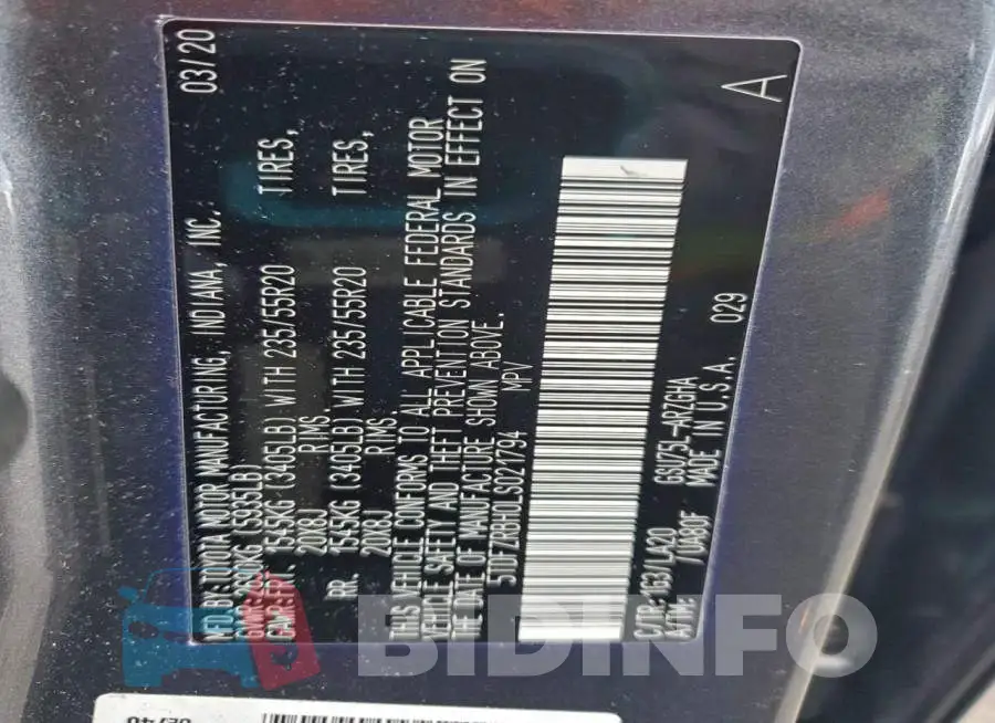 5TDFZRBH0LS021794 Photo# 14