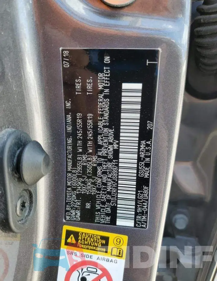 5TDJZRFH7JS899711 Photo# 13