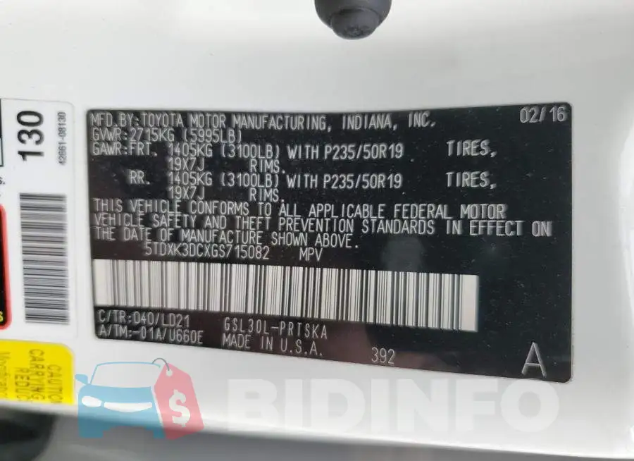 5TDXK3DCXGS715082 Photo# 14