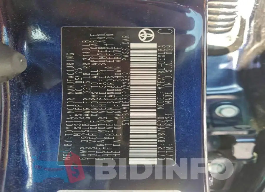 5YFB4MDE7SP322332 Photo# 12