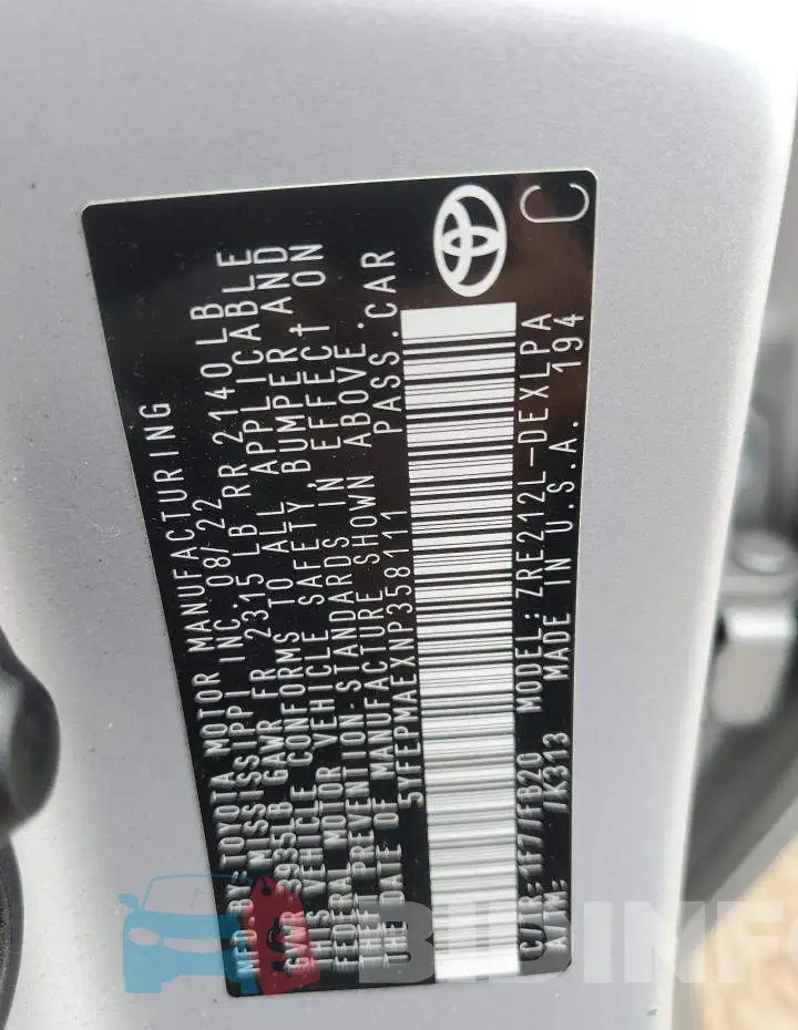 5YFEPMAEXNP358111 Photo# 12