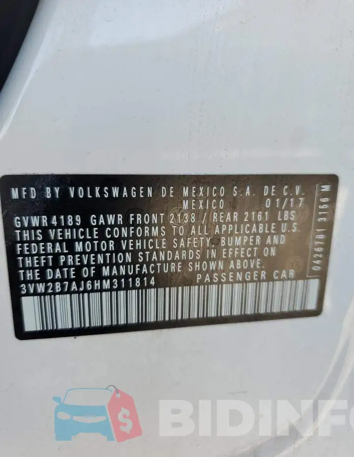 3VW2B7AJ6HM311814 Photo# 12