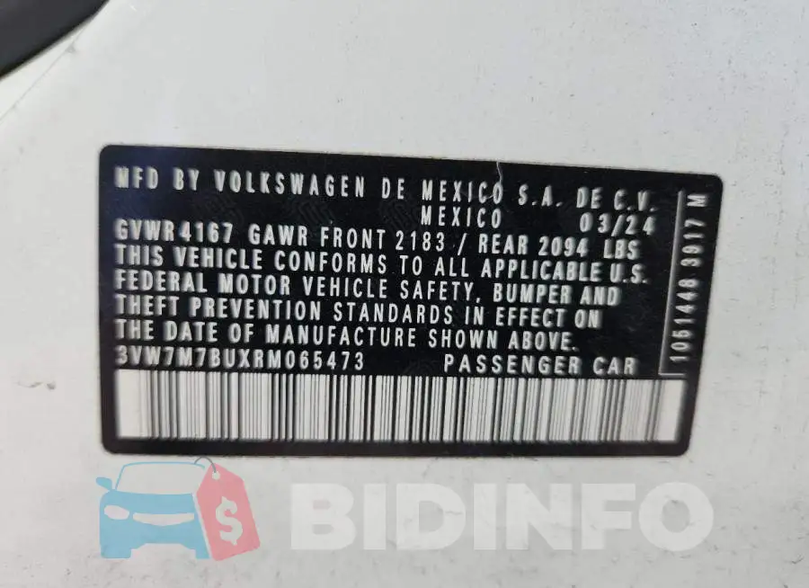 3VW7M7BUXRM065473 Photo# 12