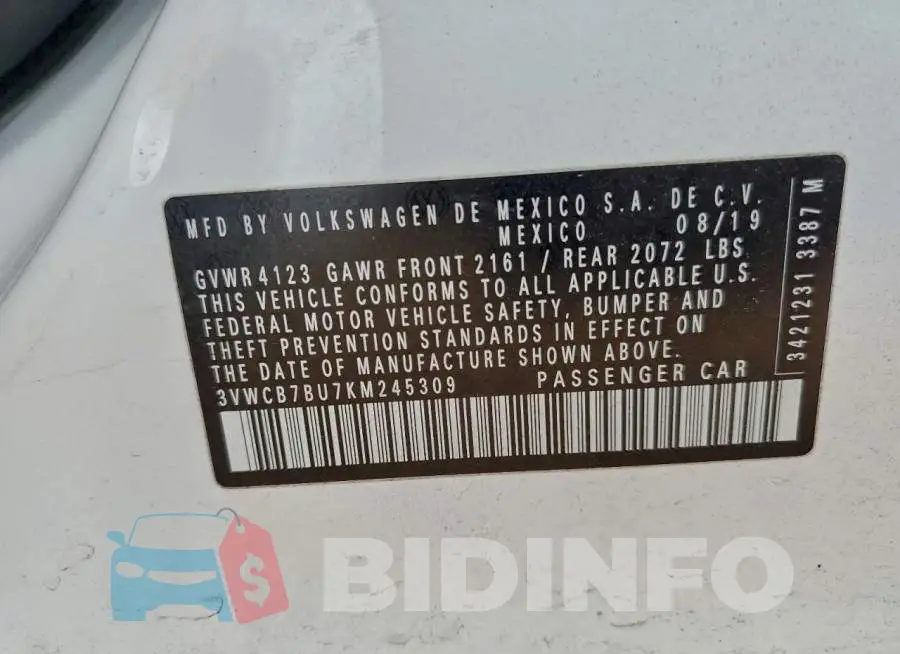 3VWCB7BU7KM245309 Photo# 12