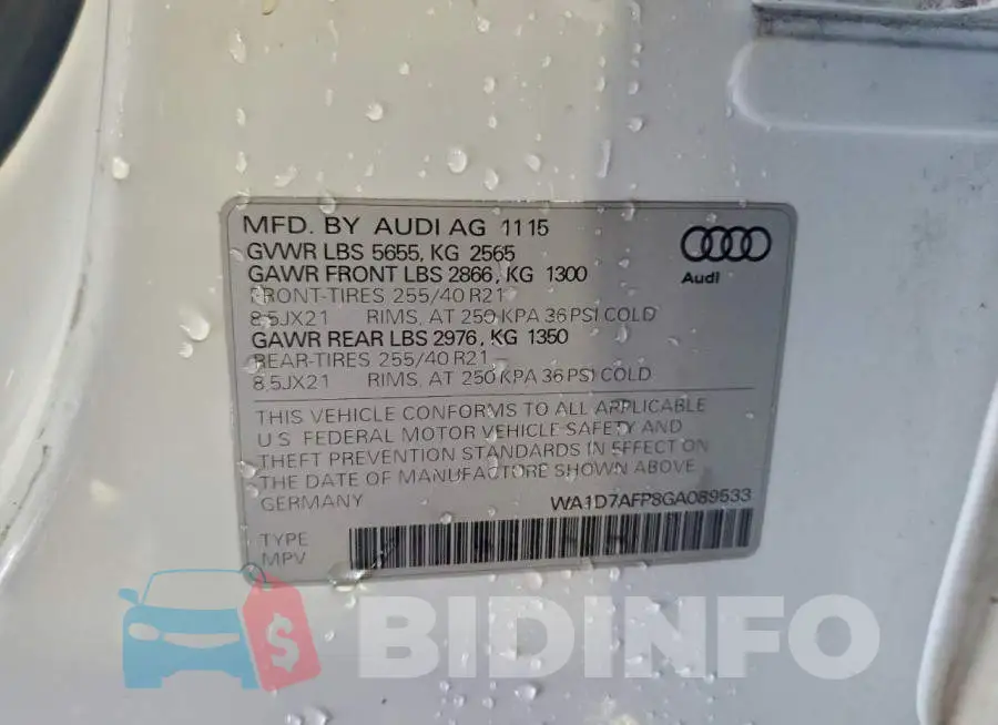 WA1D7AFP8GA089533 Photo# 14