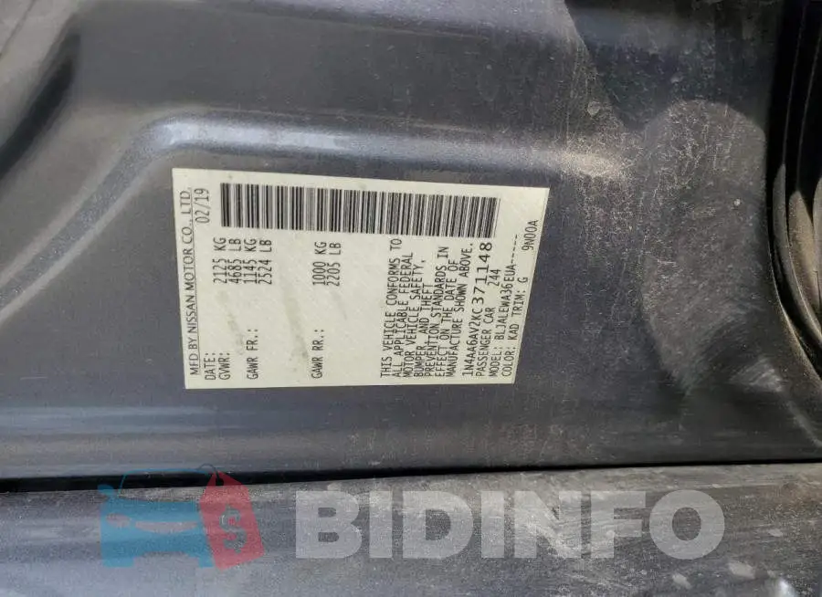 1N4AA6AV2KC371148 Photo# 13