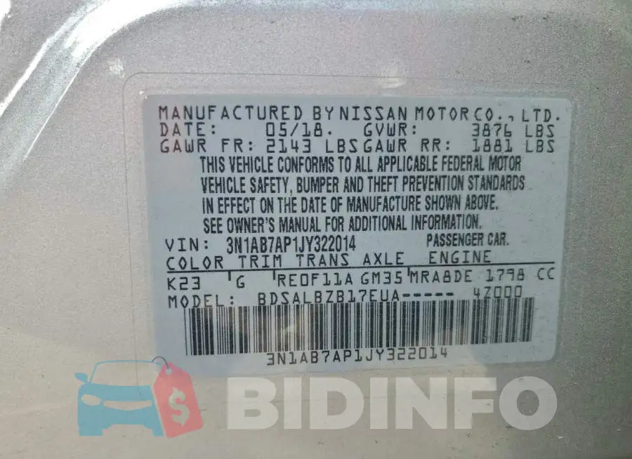 3N1AB7AP1JY322014 Photo# 12