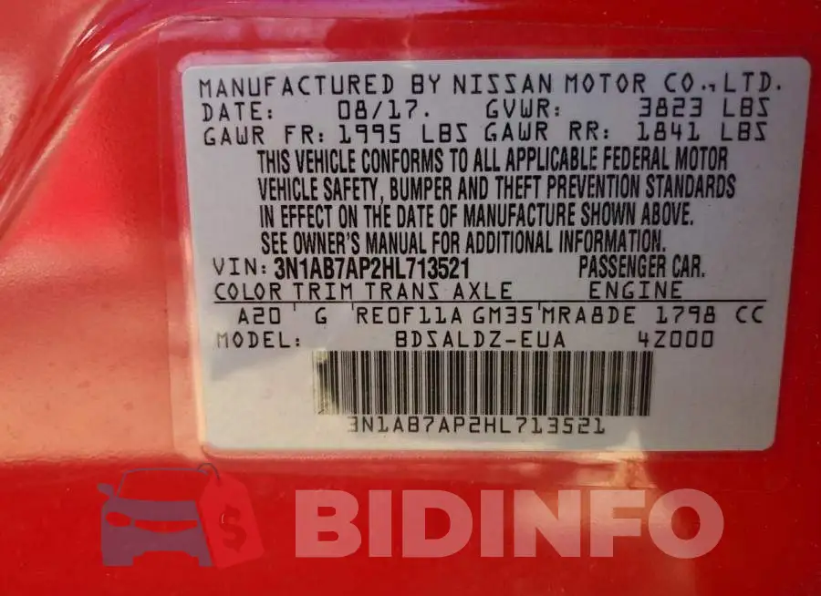 3N1AB7AP2HL713521 Photo# 13