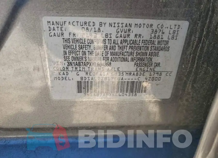 3N1AB7APXKL604358 Photo# 12