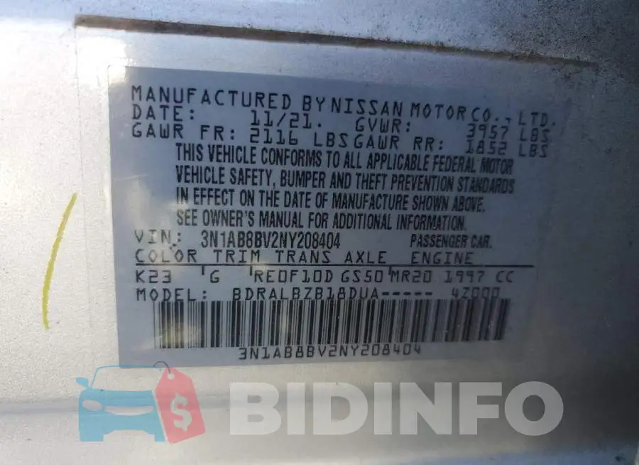 3N1AB8BV2NY208404 Photo# 12