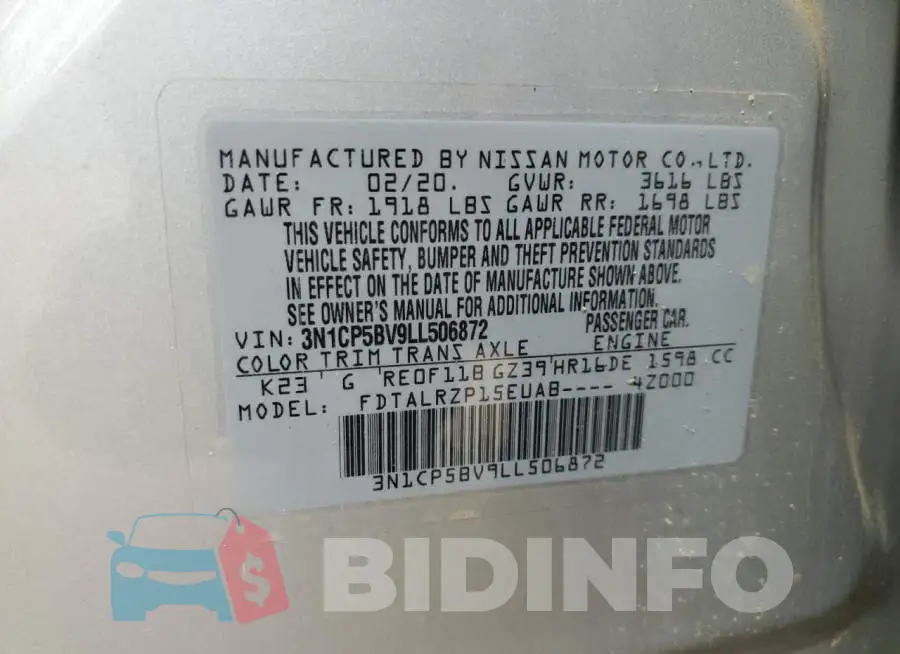 3N1CP5BV9LL506872 Photo# 13