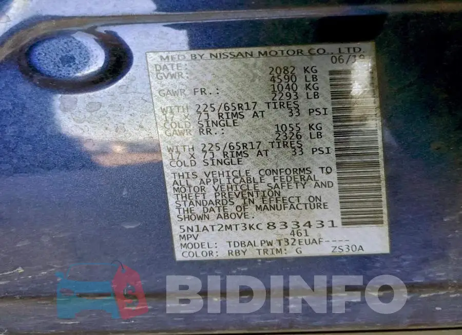 5N1AT2MT3KC833431 Photo# 13