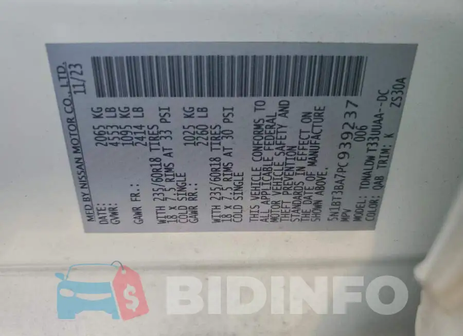 5N1BT3BA7PC939237 Photo# 13