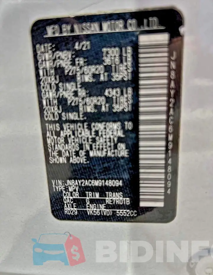 JN8AY2AC6M9148094 Photo# 10