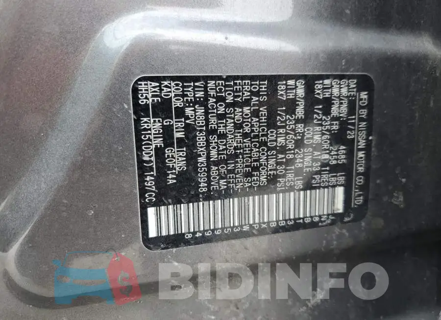 JN8BT3BBXPW359948 Photo# 14