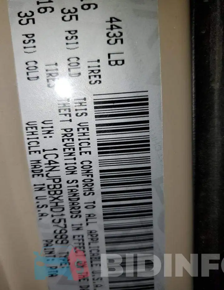 1C4NJPBBXHD157999 Photo# 12