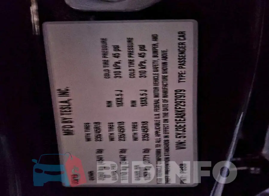 5YJ3E1EA8KF297979 Photo# 13
