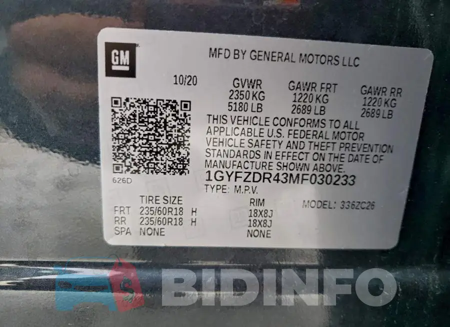 1GYFZDR43MF030233 Photo# 13