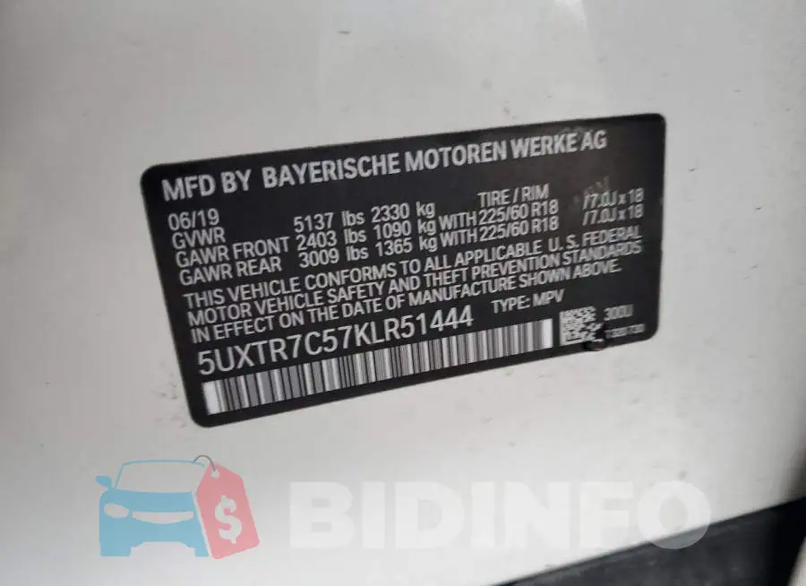 5UXTR7C57KLR51444 Photo# 12