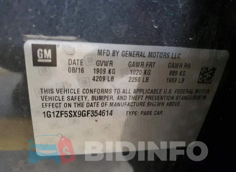 1G1ZF5SX9GF354614 Photo# 12