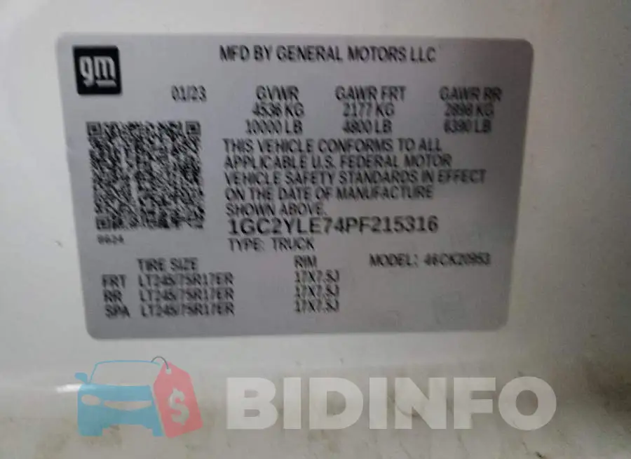 1GC2YLE74PF215316 Photo# 13