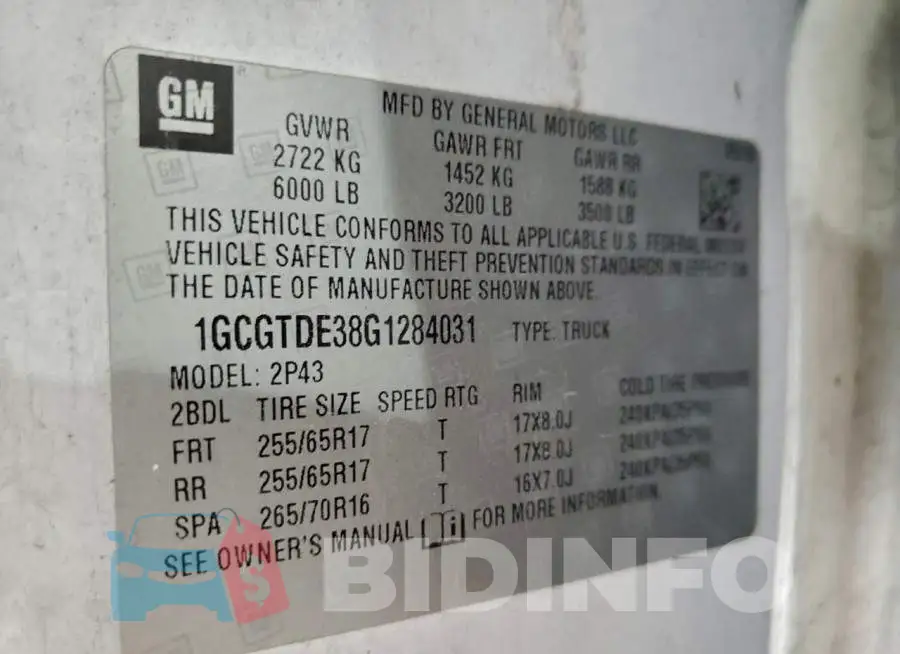 1GCGTDE38G1284031 Photo# 12