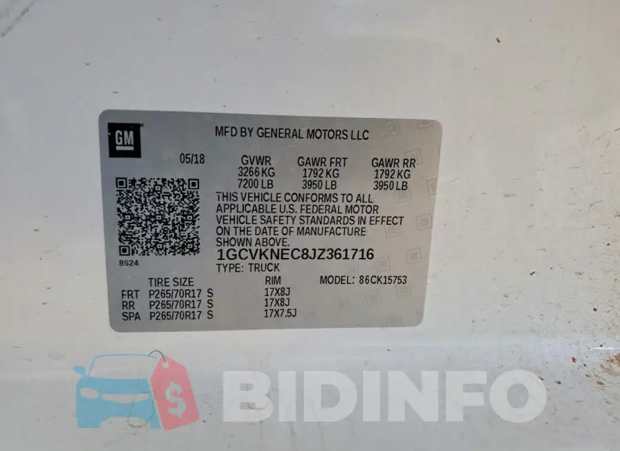 1GCVKNEC8JZ361716 Photo# 12