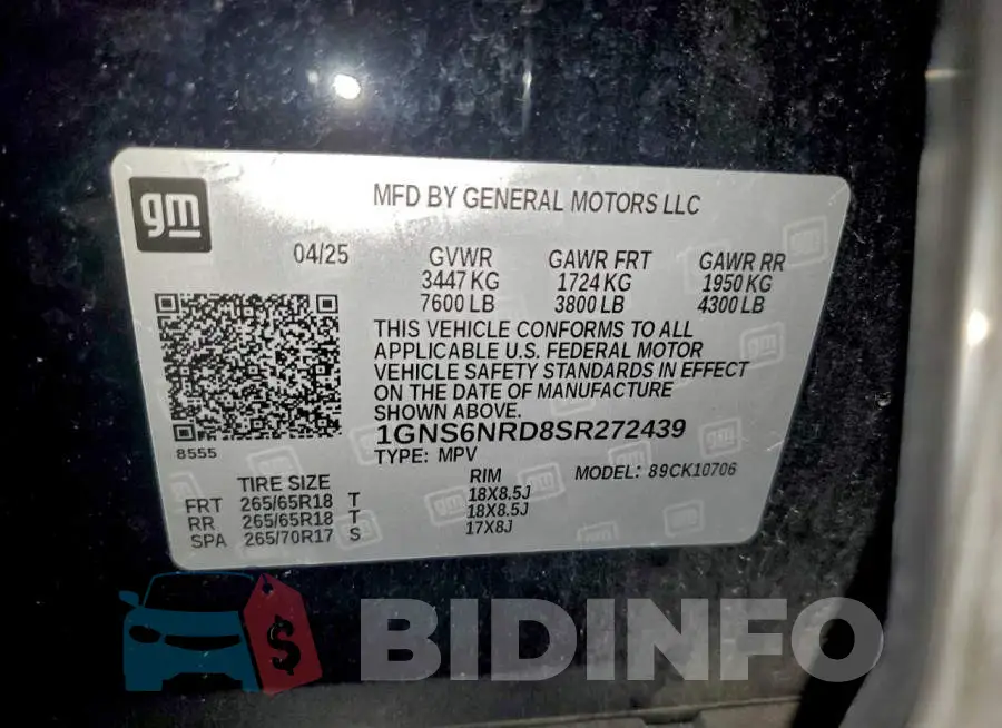 1GNS6NRD8SR272439 Photo# 13