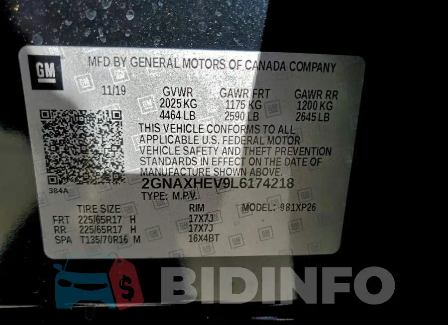 2GNAXHEV9L6174218 Photo# 13