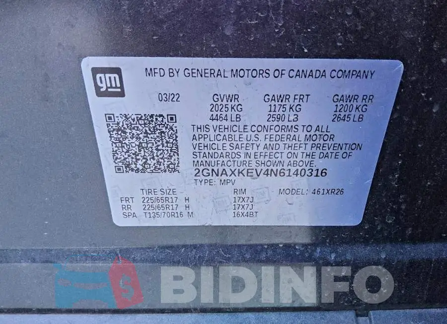 2GNAXKEV4N6140316 Photo# 13