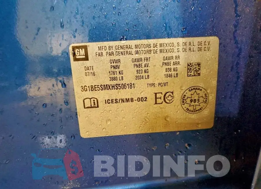 3G1BE5SMXHS506181 Photo# 12