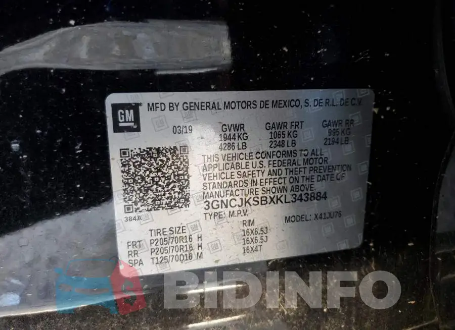 3GNCJKSBXKL343884 Photo# 12