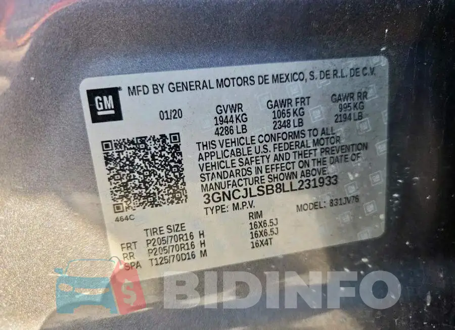 3GNCJLSB8LL231933 Photo# 13