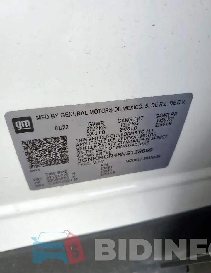 3GNKBCR48NS138659 Photo# 12