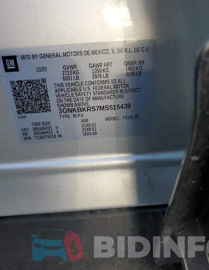 3GNKBKRS7MS515439 Photo# 13