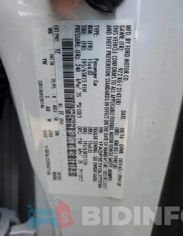 1FADP3E2XGL377099 Photo# 12
