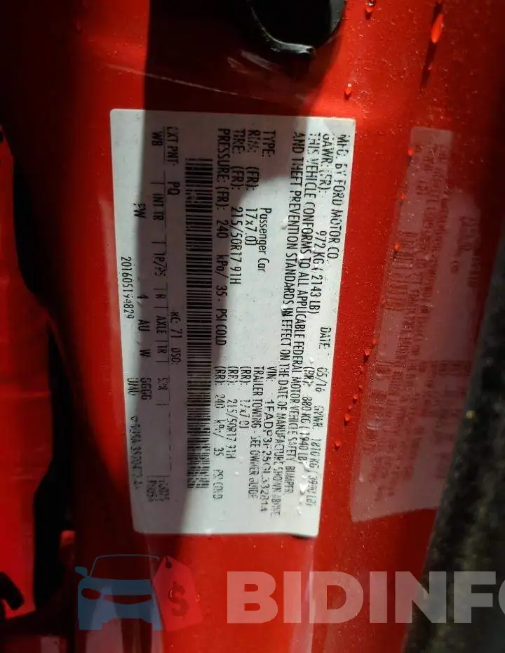 1FADP3F25GL332814 Photo# 12