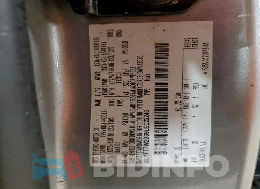 1FT7W2B69LEC22246 Photo# 12