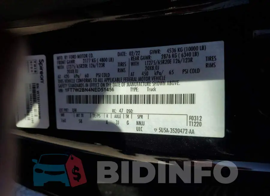 1FT7W2BN4NED51456 Photo# 12