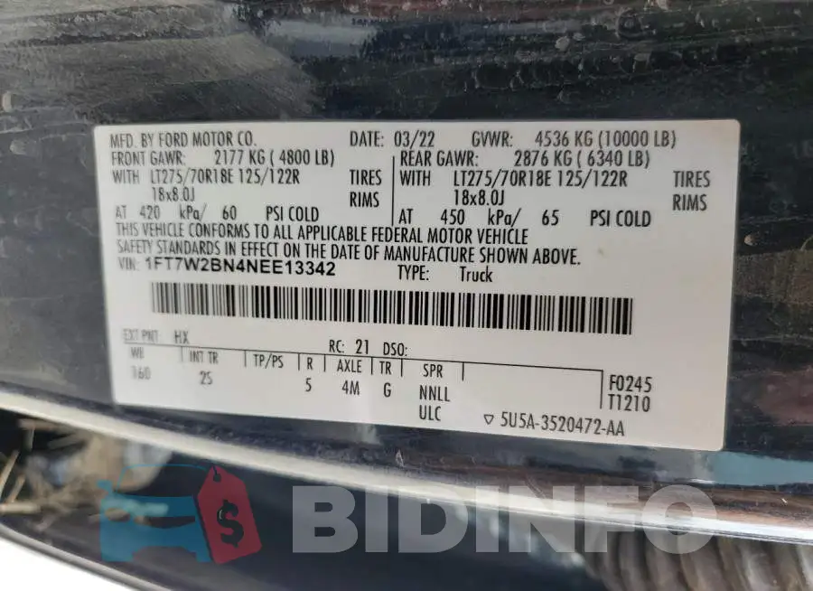 1FT7W2BN4NEE13342 Photo# 12