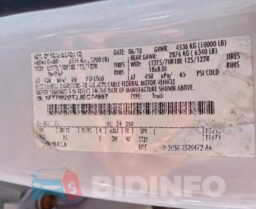 1FT7W2BT2JEC74997 Photo# 10
